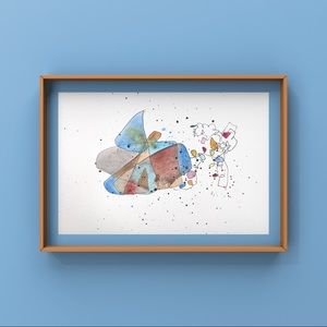 Original abstract watercolor painting colorful art